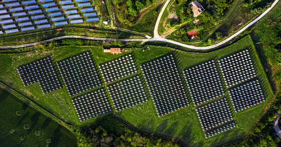 The Story of Renewable Energy in the Data Center Industry - A solar panel farm