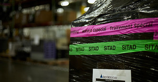 Sustainable SITAD - IT equipment in shrink wrap ready for destruction