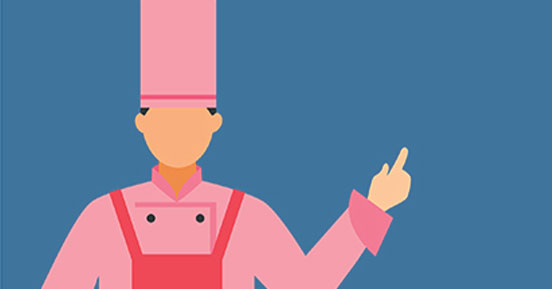 A vector image of a chef wearing pink clothes
