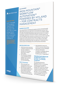 Hyland for Contracts Management with this Solution Brief First Page | Iron Mountain